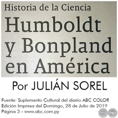 HUMBOLDT Y BONPLAND EN AMRICA - Por JULIN SOREL - Domingo, 28 de Julio de 2019